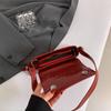PU Patent Leather Shoulder Bag Crocodile Pattern Women Underarm Bag (Burgundy)