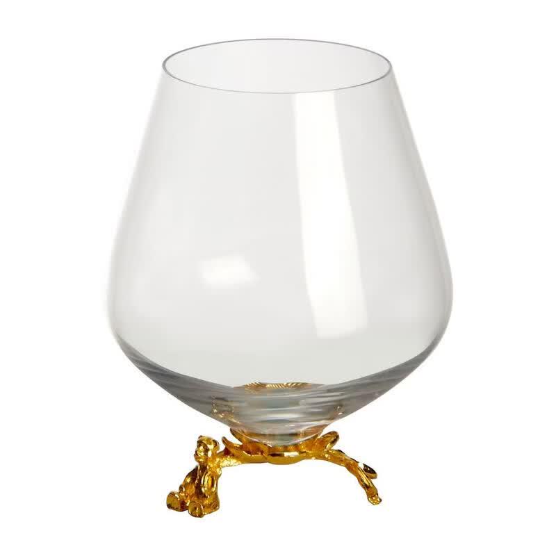 Retro Metal Base Crystal Burgundy Wine Glass