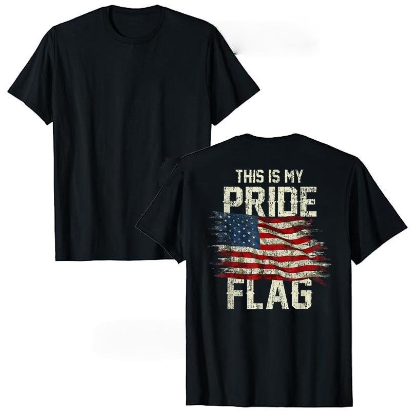 SpringSummer This Is My Pride Flag USA Letter Pattern Printed Cotton Tshirt Fashion Casual Short Sleeve Round Neck Tshirt