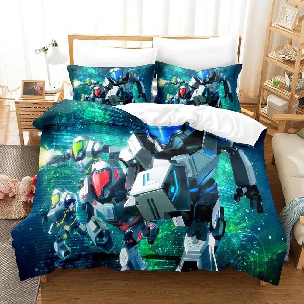 Metroid Prime Corruption Bedding Set Boys Girls Twin Queen Size Duvet Cover Pillowcase Bed Kids Adult Fashion Home Textileextile