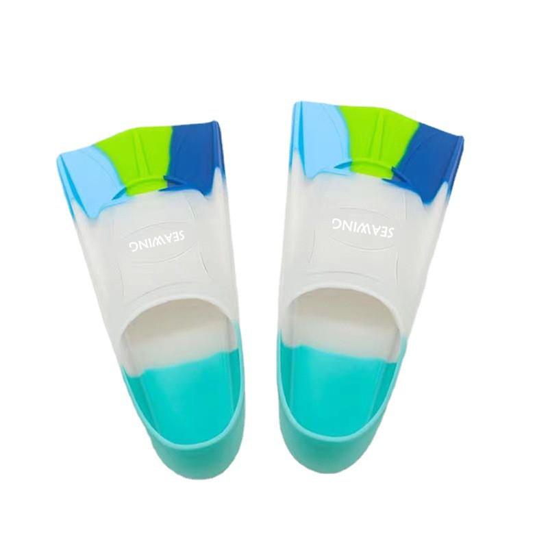 Kids Silicone Swim Fins Swimming Training Frog Kick Practice Lightweight Short Blade Dive Children Adults