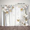 2 Pezzi Eleganti Tende in Poliestere Filtranti alla Luce con Motivo Floreale e Foglie d'Oro con Tasca per Asta per Soggiorno   Camera da Letto   Cucina e Bagno