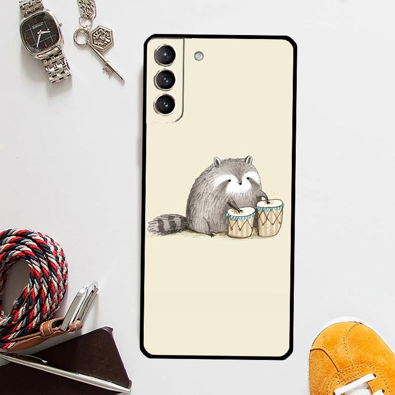 Cute Raccoon Case For Samsung Galaxy S25 Ultra S21 S22 S23 S24 Ultra S9 S10 S20 Plus S25 FE Cover Coque