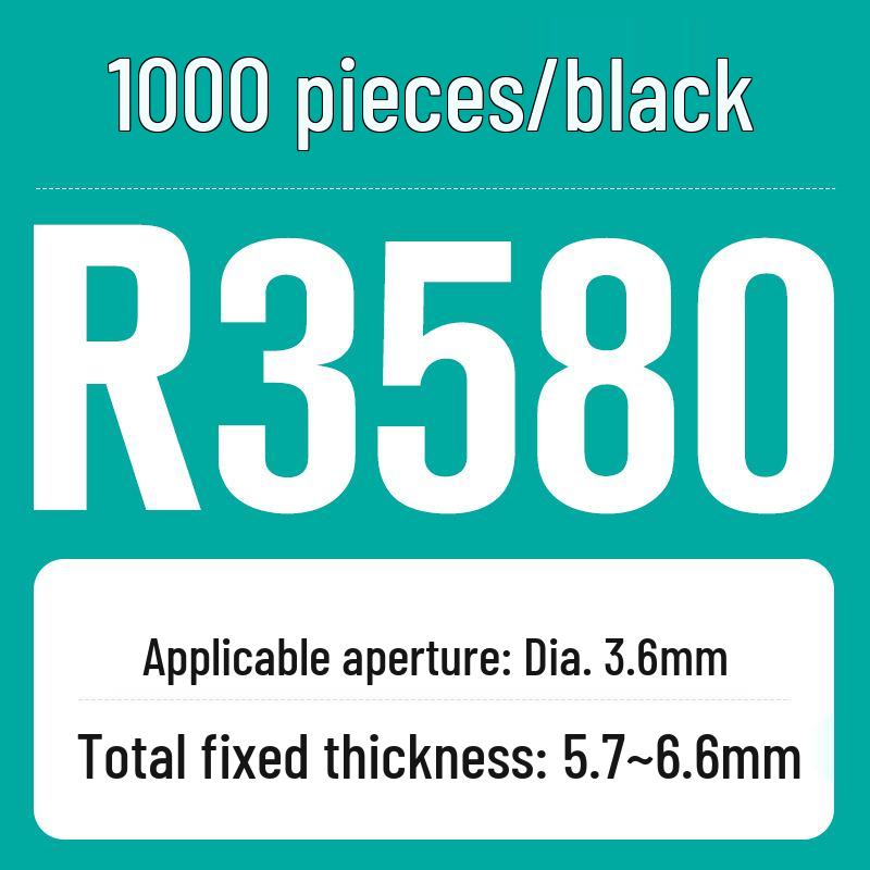 Nylon R-Type Snap-In Rivets & PC Fixing Buckles, Black & White, PA66 Plastic, R3.5