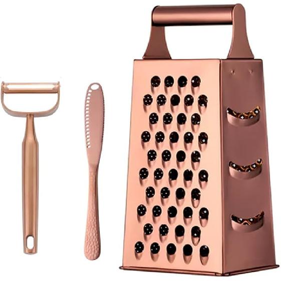 4 Sides Box Grater For Kitchen,Stainless Steel Cheese Grater With Handle,Multi-Function Vegetable Slicer Food Shredder For