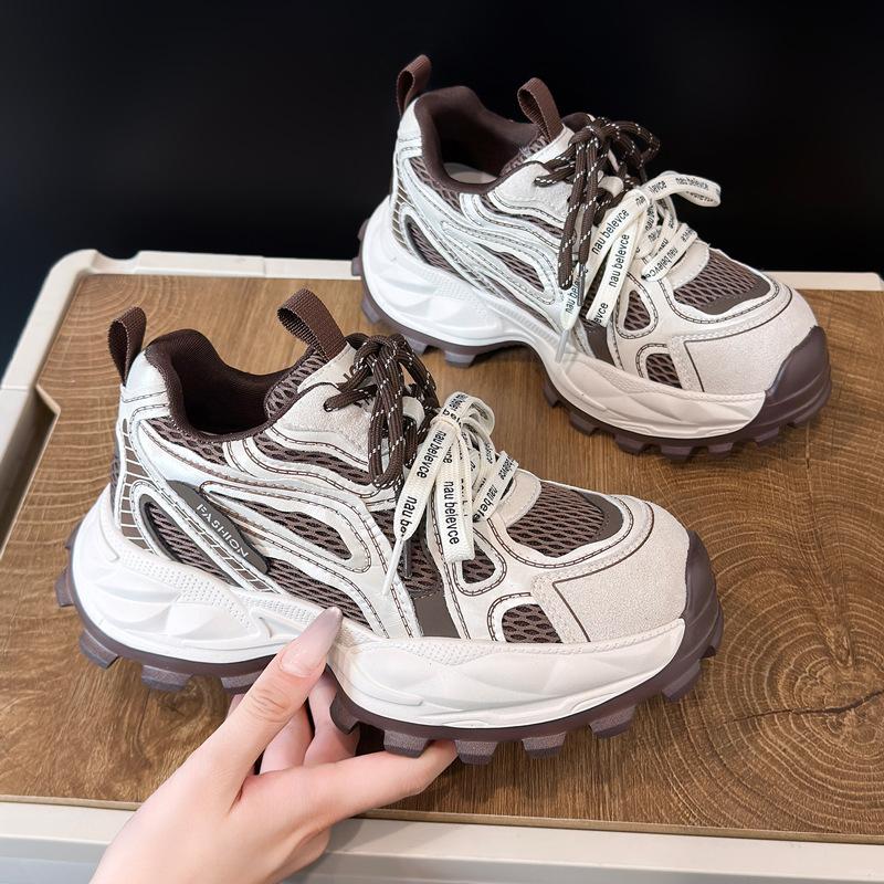 Dad shoes women's 2026 autumn new thick-soled heightening mesh breathable versatile running shoes women's sports shoes