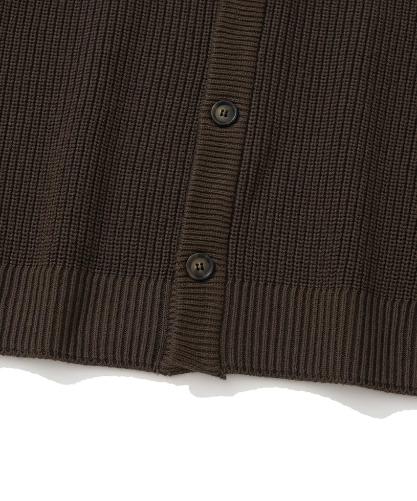 Knitted [Knitted X Fashion Planet] Cotton Waffle Round Cardigan Brown