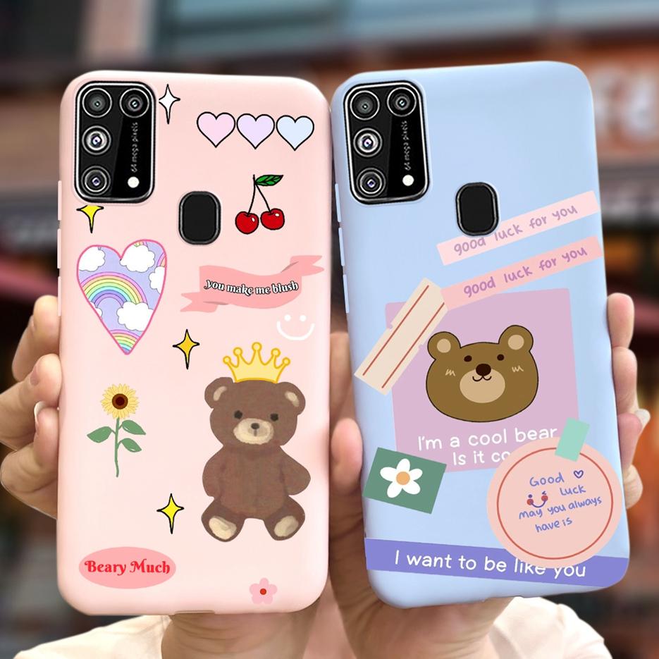 For Samsung Galaxy M31 Case SM-M315F Cute Bear Cartoon Painted Cover Phone Case For Samsung M31 M 31 GalaxyM31 Bumper Soft Funda