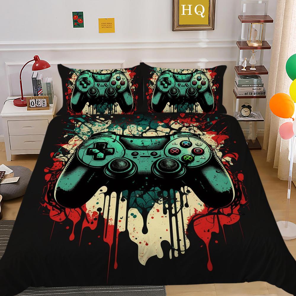 3D Game Console Printing Home Bedclothes Single Size Bed Clothes Boy Kid Highend Soft Bedding Set Cover
