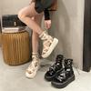 2025 Sexy High Top  Strap Sandals Women Summer Open Toe Fashion Hollow Zip Design Roman Gladiator Thick-soled Platform Sandals
