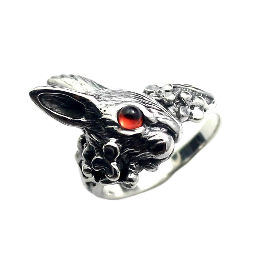 

[World Accessories Carmelo] Rabbit Garnet Ring, Sterling Silver 925, Women s & Men s (15)