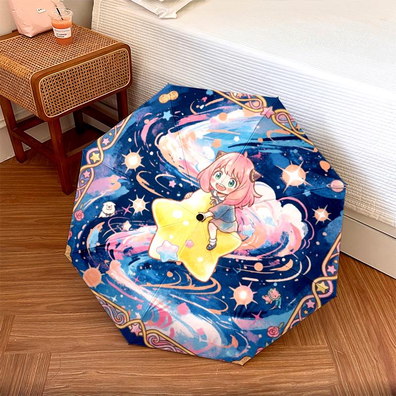 

1PC Automatic Folding Umbrella Anya Forger Pattern 8 Ribs Portable Foldable Travel Umbrella Christmas Birthday Gift разноцветный