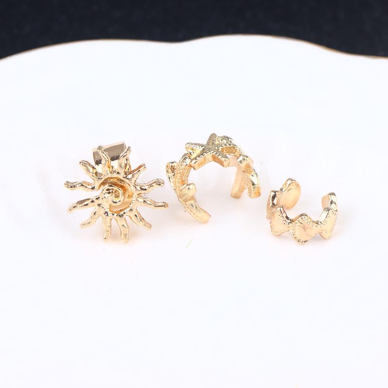 3Pcs Ear Cuff Earrings Non-Piercing Starfish Sun Cuff Ear Clip Earring For Women Fake Cartilage Simple Y2K Jewelry