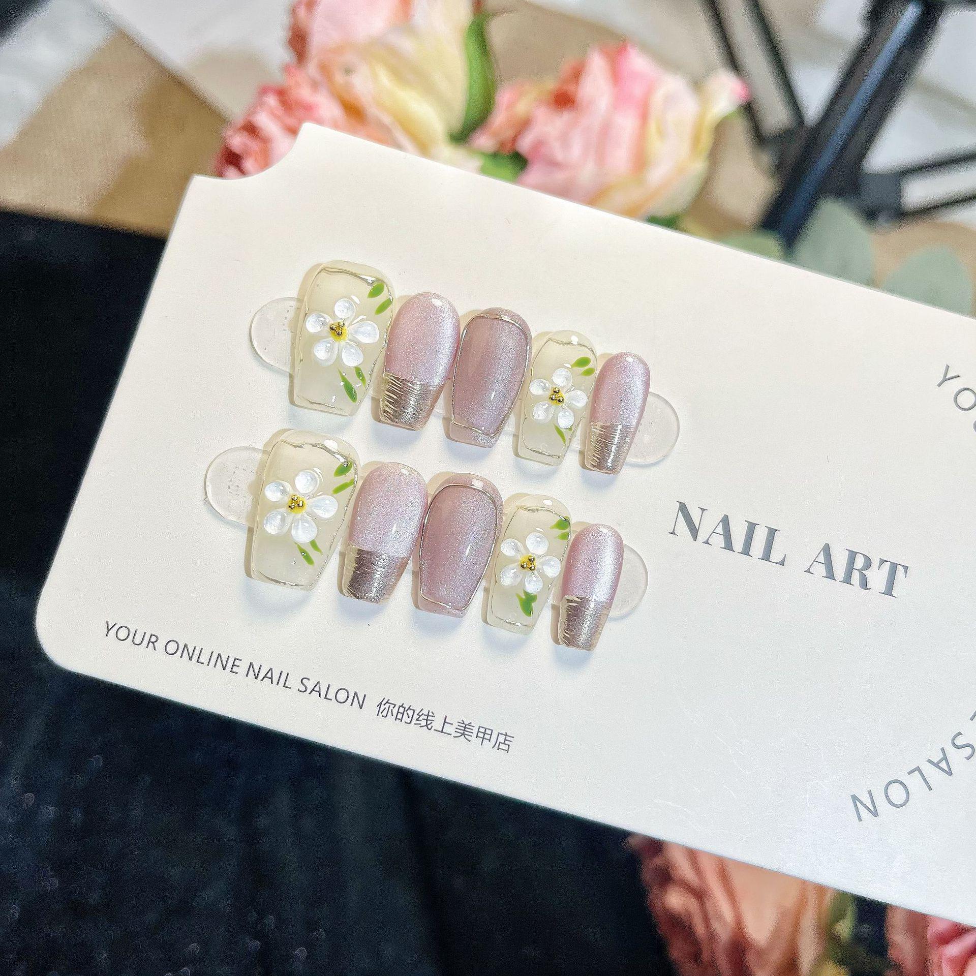 

Летний гель-лак с ручной росписью: Носимое искусство в форме трапеции с пудрой «Волшебное зеркало» Extra Small