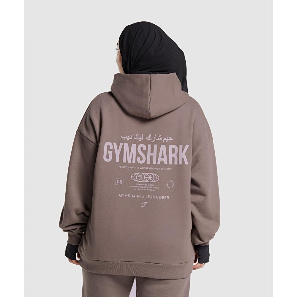 

GYMSHARK GS X Leana Deeb Oversized худи с рисунком пыльно-коричневого цвета B1C1A NBZK