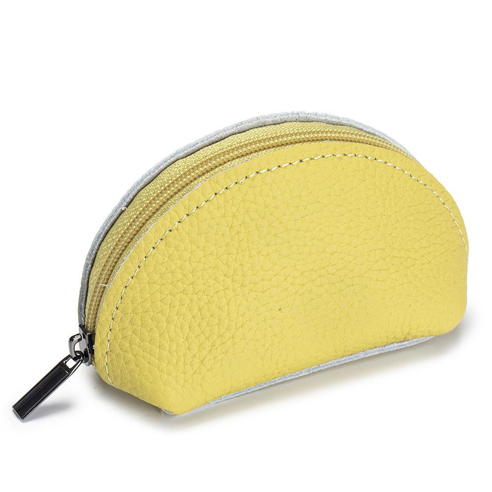 

Новая простая мини-сумка для мелочи из коровьей кожи, компактная сумка для ключей, женская, корейская версия, на молнии, для монет, наушников, тренд лимонно-желтый