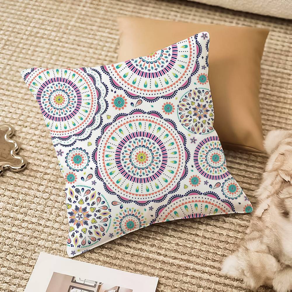 Bohemia Pillow Case Anti-dustmite Pillowcase Invisible Zipper Silky Short Plush Sofa Cushion Cover
