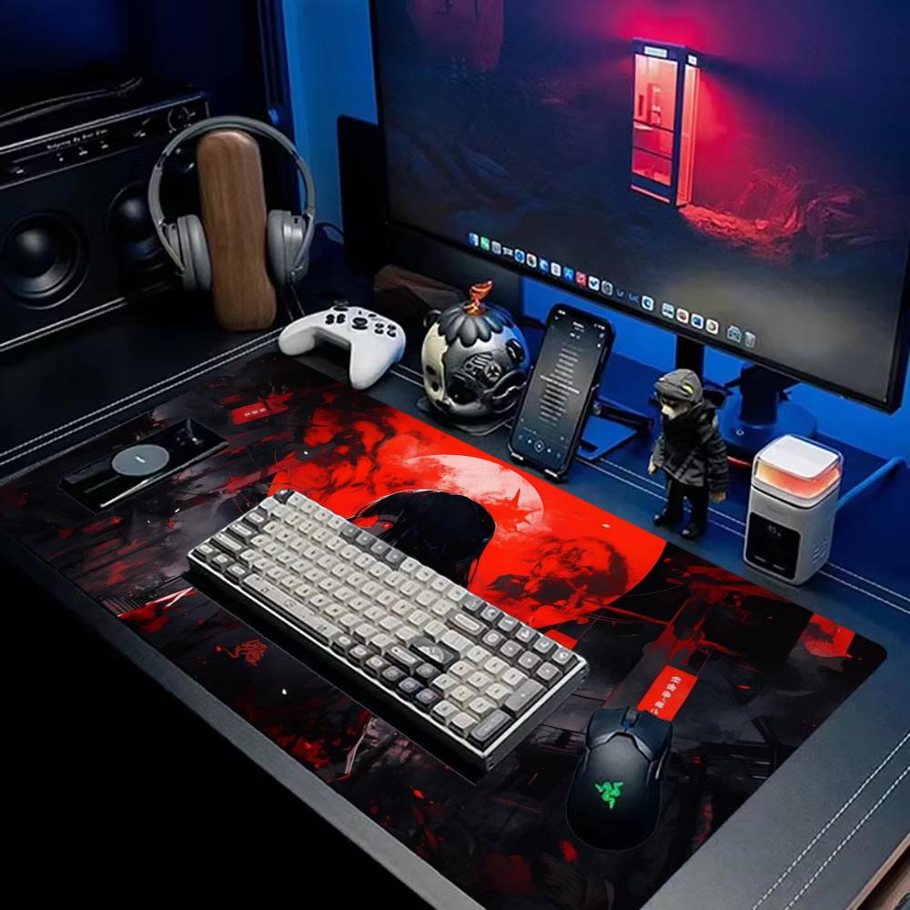 Gaming Großes Premium Dunkelrot Anime Mädchen Mauspads Überwendlichkante Schreibtischunterlage XXL Rutschfester Gummi Tastatur Tischmatten Für Gamer PC