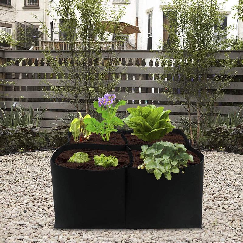 Rectangular Multi-Grid Felt Planter Bag for Vegetables and Flowers