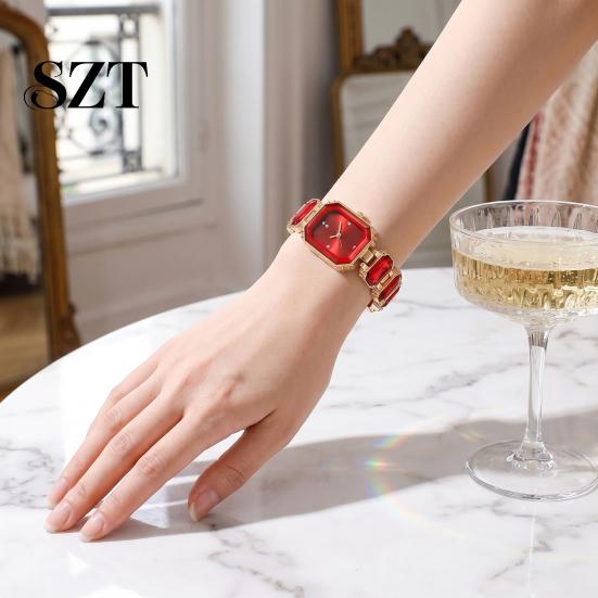 Women Bracelet Watch Ladies Quartz Sparkling Rhinestone Rectangular Dial Date Night for Faux Diamond Wristwatch Elegant Jewelry Timepiece Party Wear