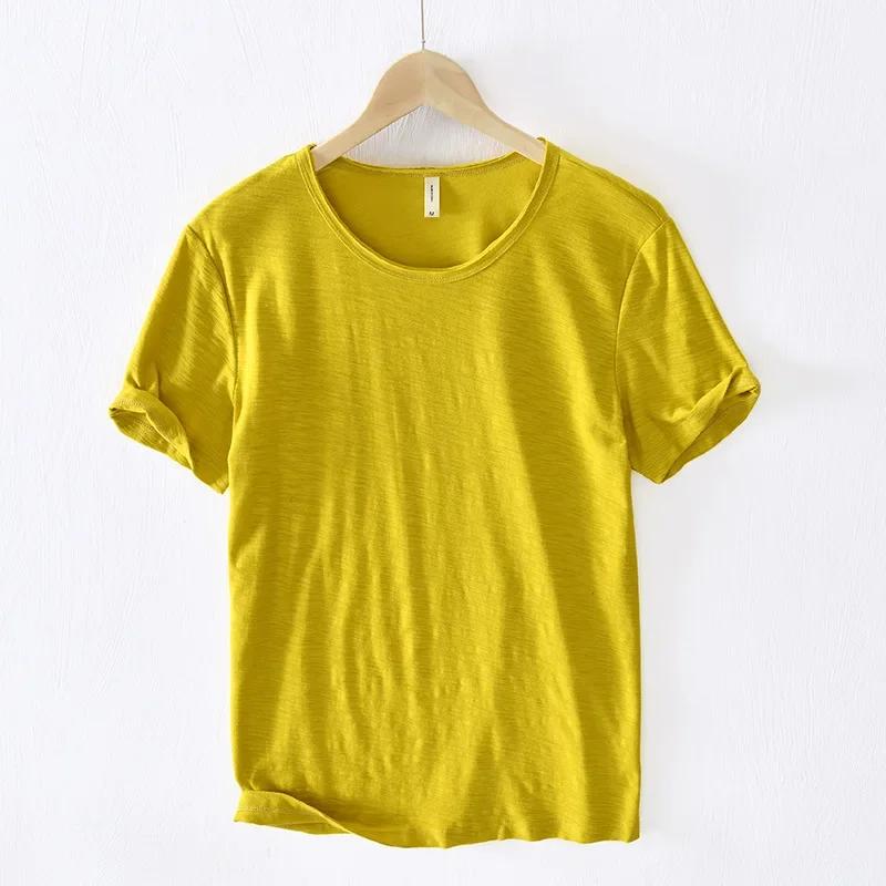 Heren Korte Mouw T-shirt Bamboe Katoen Casual Korte Heren T-shirt Effen Kleur Dunne Basis Onderhemd Tops T-shirts