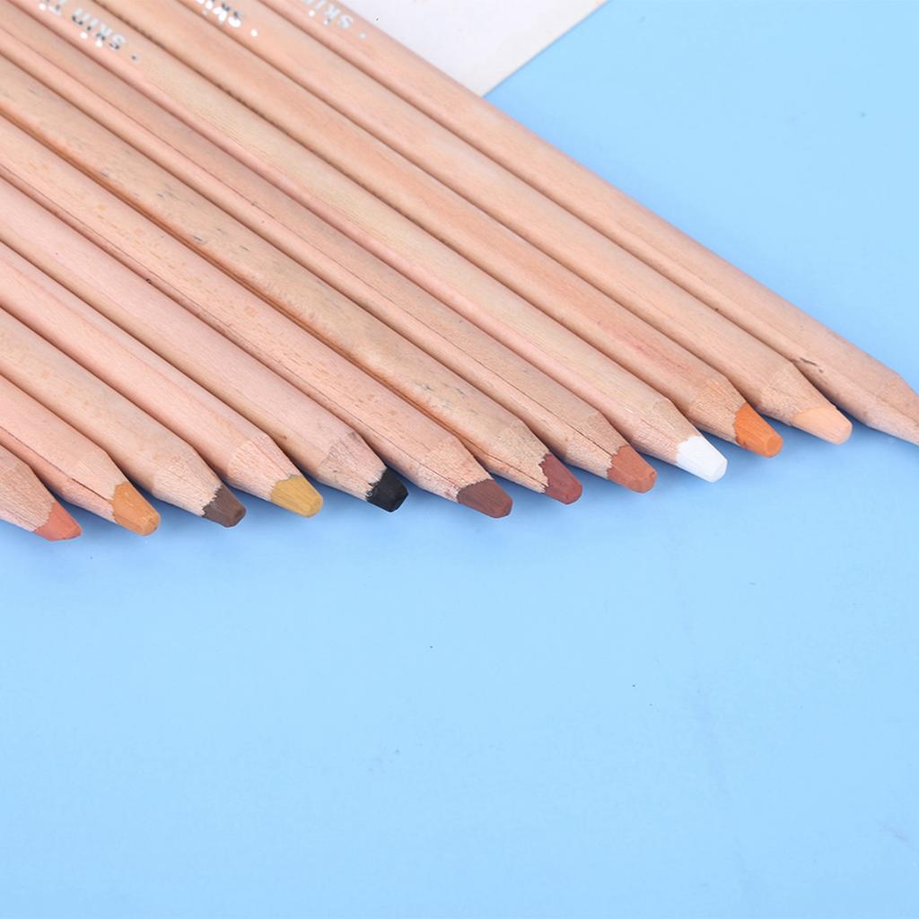 12Pcs Pastel Pencils Wooden Rod Professional Sketching Painting Tool Art Supplies