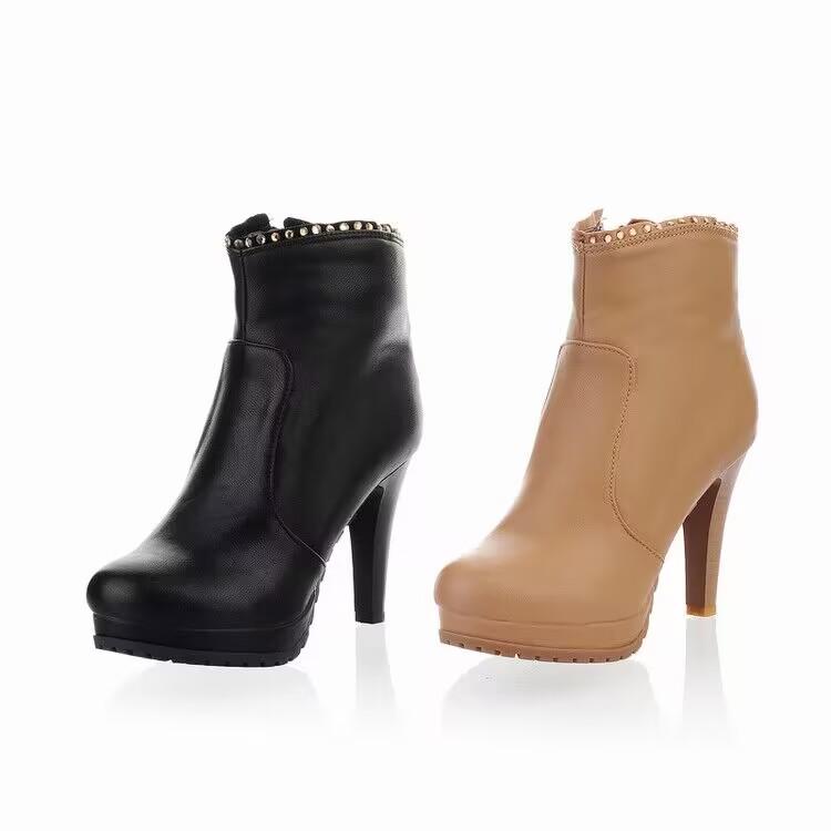 Women's high-heeled medium boots autumn and winter new waterproof table fine heel solid color two-wear boots large-size women's boots