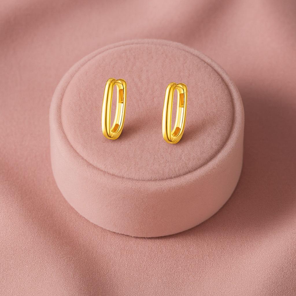 Sleek Minimalist Hoop Earrings - 925 Sterling Silver Gold Plated