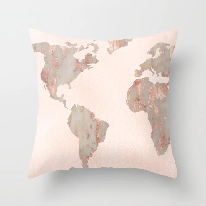 Marble Texture Nordic Style Peach Leather Velvet Pillow Case Pillow Core Modern Simple Car Cushion Premium Durable