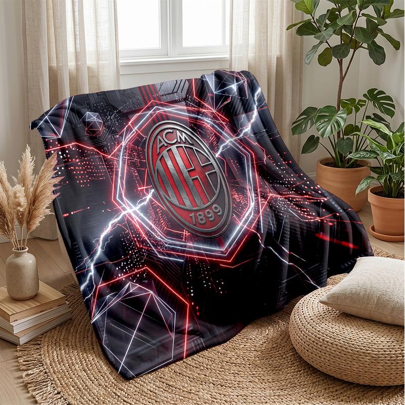 AC Milan Theme Blanket Soft Flannel Blanket Plush Throw Blanket Cozy Sofa Bed Blanket for Home Decor