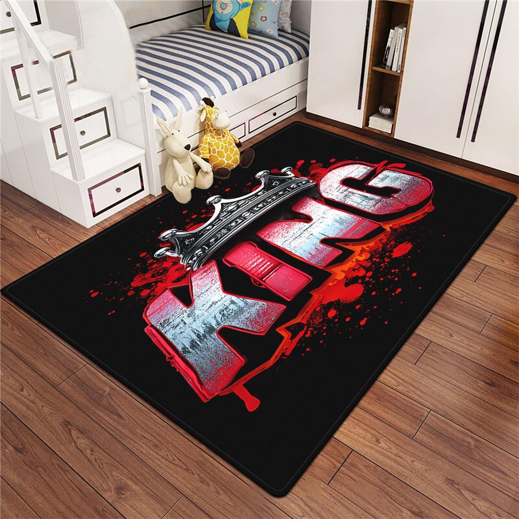 King Emblem Art Printed Carpet, Non-Slip Bottom, Machine Washable, 100% Polyester Mat for Living Room, Bedroom, Office, and Kitchen Decor