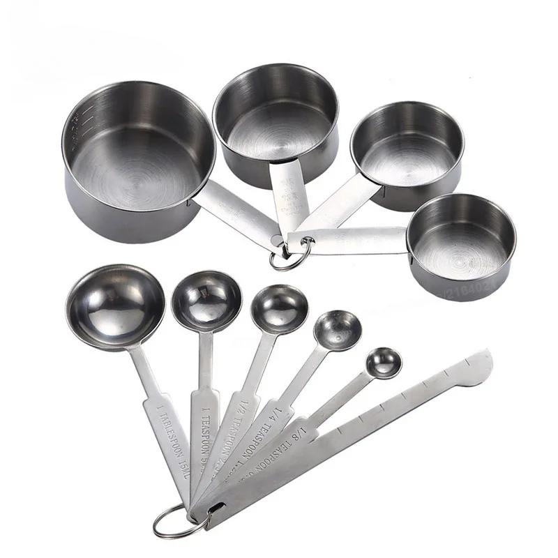 WIKHOSTAR Kaffeemesslöffelbecher, Premium-Stapelset, Küchenmesslöffelset, Messbecher- und Löffelset aus Edelstahl