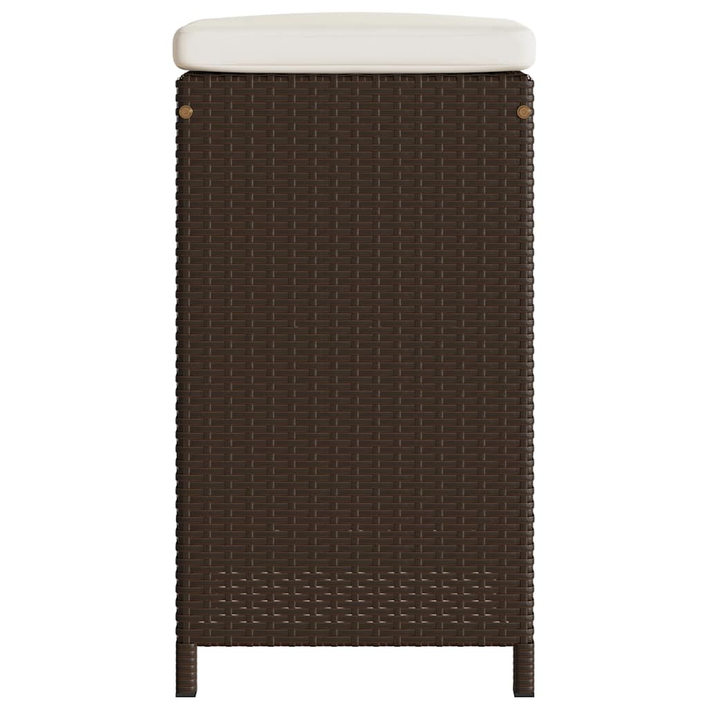 Garden Bar Stool with Cushions 2 pcs Brown Poly Rattan