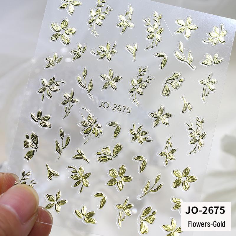3D Rose Gold Flower Nail Art Stickers