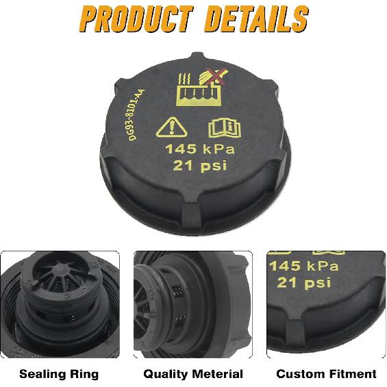 Radiator Surge Tank Cap, DG93-8101-AA, 2013-2022 Compatible with Ford Compatible with Mustang Compatible with Lincoln Corsair Continental Aviator