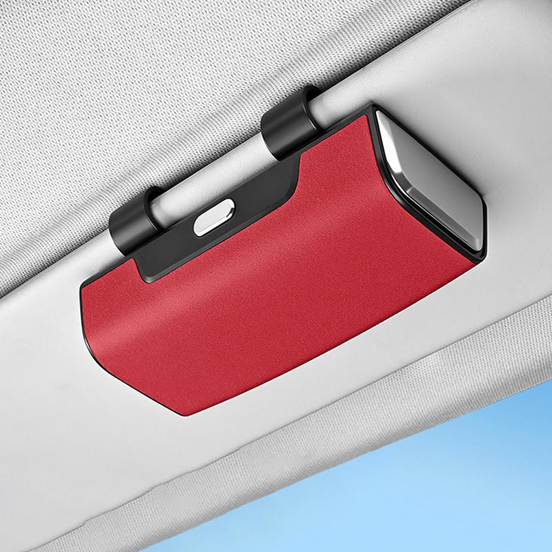 Car Sun Visor Sunglasses Case, Clip-On Magnetic Glasses Holder for Auto Interior Storage