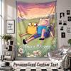 Wall Hanging Tapestry With Custom Name & Text, Adventure Time cartoon Decorative Tapestry For Bedroom