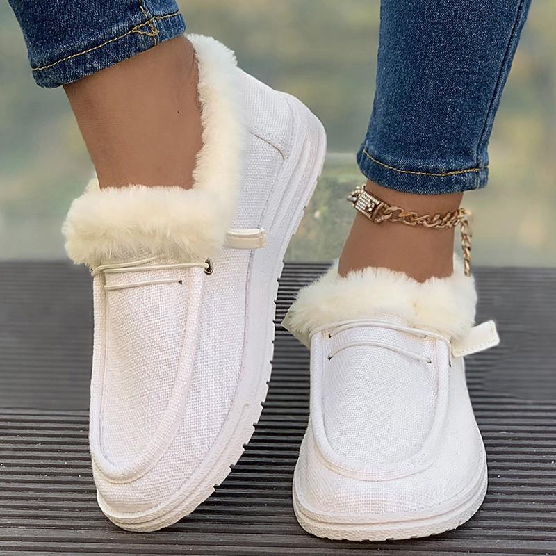 Winter European and American Velvet Warm Women's Shoes Flat Bottom Round Head One Pedal Casual Shoes Women