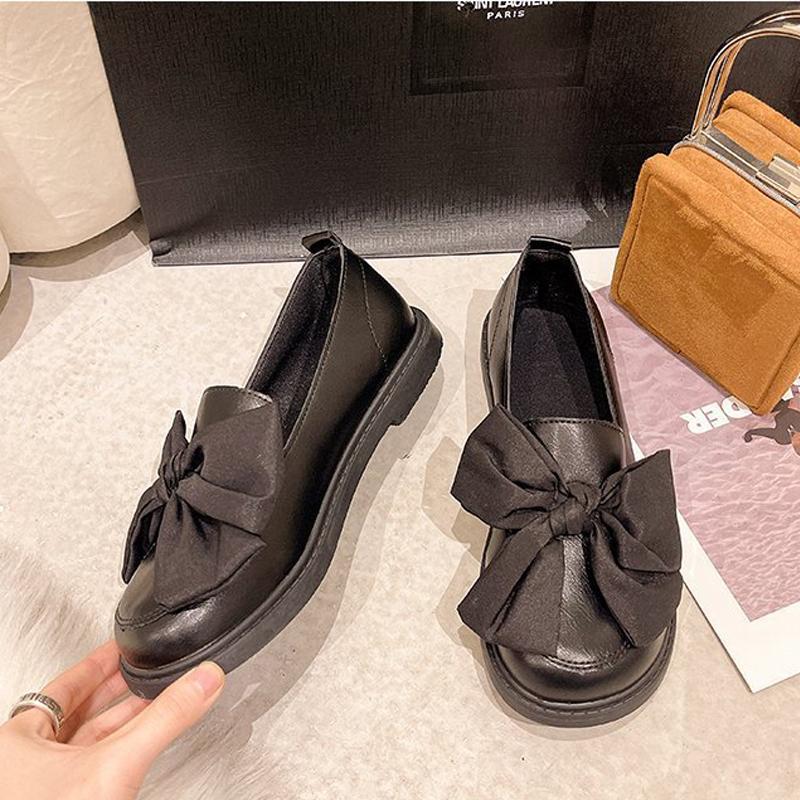 

Лакированные женские туфли Мэри Джейн с бантом на весну и осень, универсальные туфли на толстой подошве, модные и удобные 40