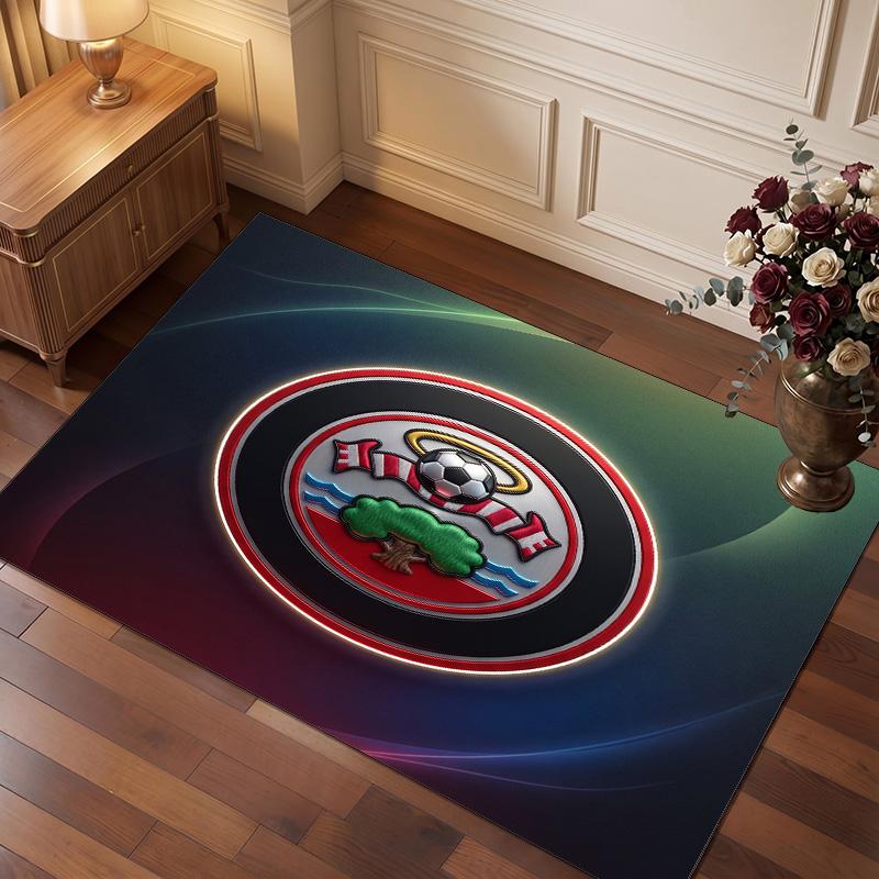 Southampton Football Print Crystal Velvet Rug, Comfortable Water Absorbent Non Slip Indoor Floor Carpet