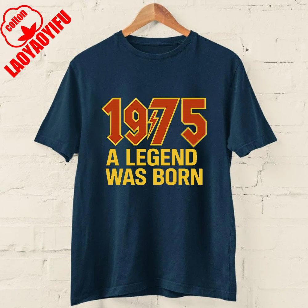 50th Birthday T Shirt 2025 1975 A Legend Was Born Retro Heavy Metal Rock Music Style Fiftieth Gifts for Him Personality Tops