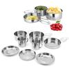 8-teiliges Tragbares Camping-Kochgeschirr-Set Edelstahl Wander-Topf Pfanne Tasse Set für Picknick BBQ