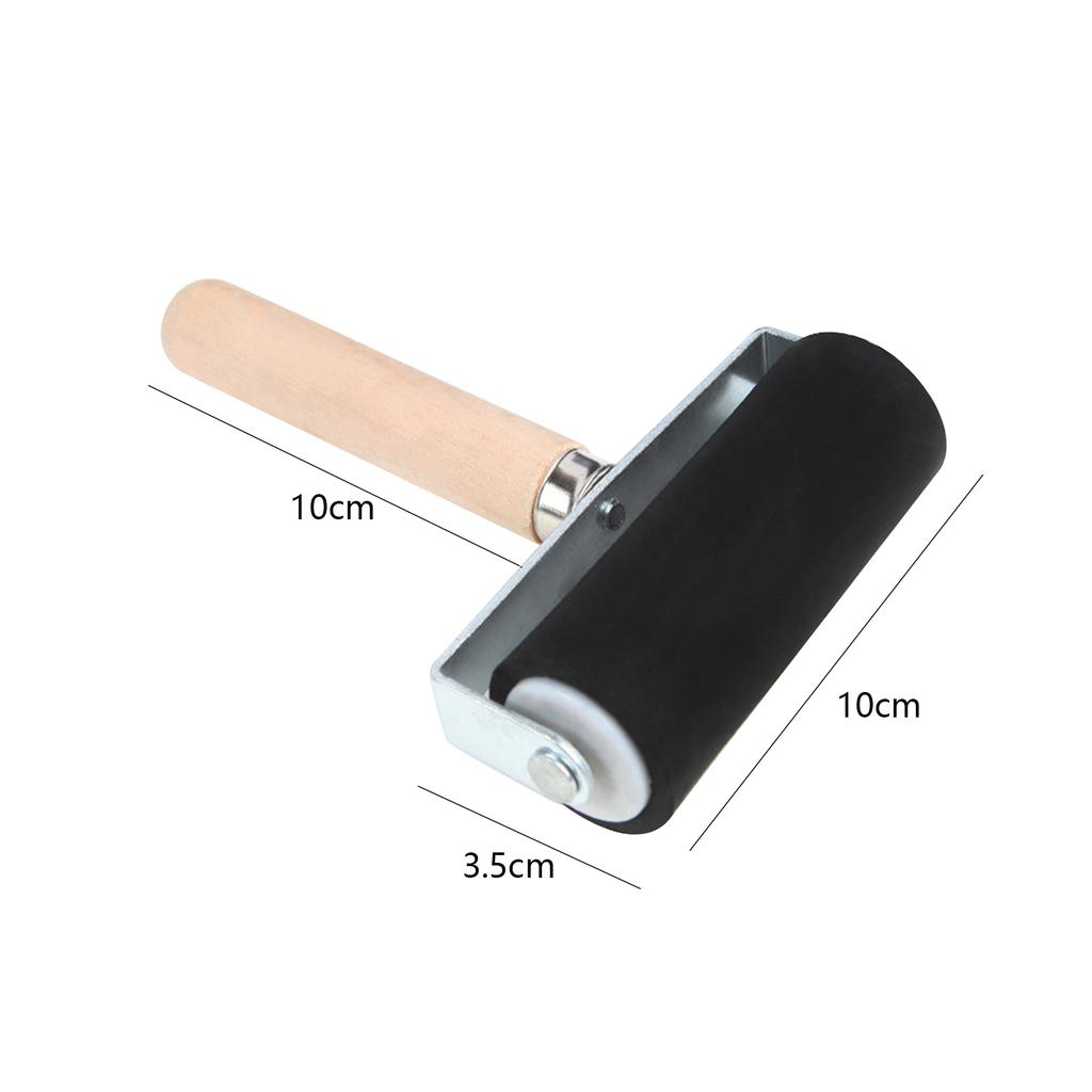 3.94inch Deluxe Rubber Roller Wood Handle Non-Slip Glue Brayer for Print Stamping Printmaking Wallpaper Arts Crafts Tool