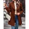 2025 New Women's Winter Lapel Slim Woolen Solid Color Fashion Coat for Europe and America
