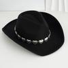 European, American and Western Cowboy Hat Top Hat Simple Versatile Metal Hollow Love Heart Hat Chain Hip Hop Punk