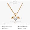 Luxury Exquisite Angel Wings Heart Crystal Pendant Necklace Stainless Steel Neck Chain for Women Trend Temperament Jewelry Gifts