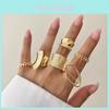 Geometric Zinc Alloy Ring Set For Women With Electroplated Finish For Elegant Fashion Accessories