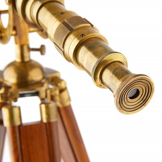 Handcrafted Stand Telescope 68.58 cm Tall Bookshelf Retro Decor Table Décor Gift Functional Replica Brass Nautical Spyglass Collectible