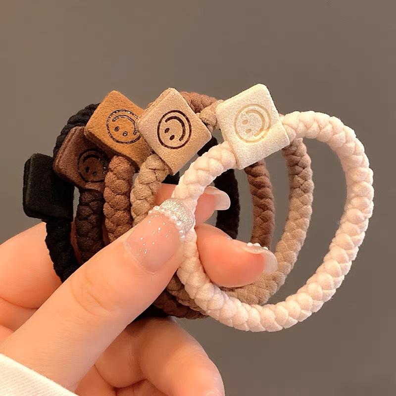 

3 шт. простая и прочная высокоэластичная резинка женская повязка на голову со смайликом кожаный чехол новый шарик резинка для волос на осень и зиму