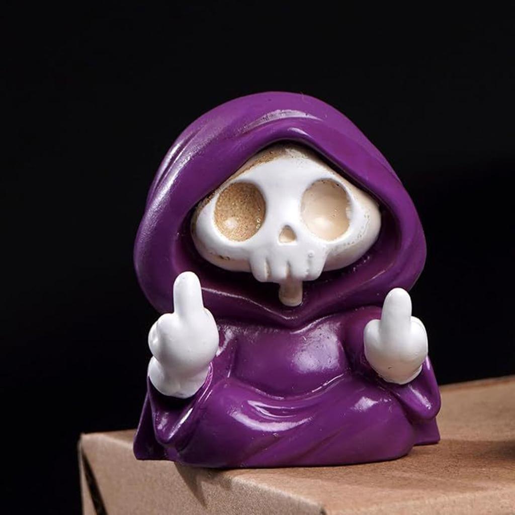 2026 New Wonderful Cute Grim Reaper Decor with Dog - Halloween Resin Ghost Figurine, Purple Cloak Death Statue for